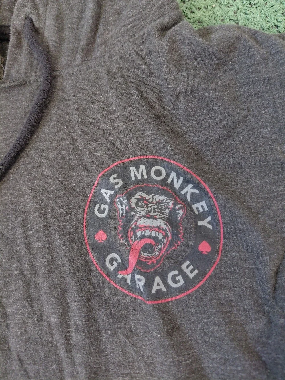 Gas Monkey Garage Sleeveless Hoodie Logo Cars Mechanic Dark Gray Top Sz Large